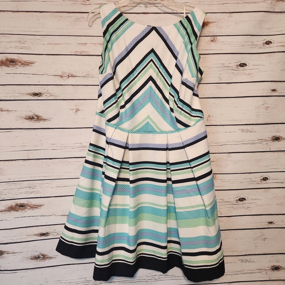 Danny And Nicole Chevron Striped Sleeveless Dress SZ 18W NWT POCKETS!